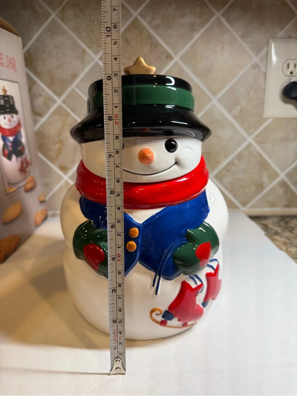 Vintage Snowman Cookie Jar - 1998 Allure - Hand Painted Ceramic